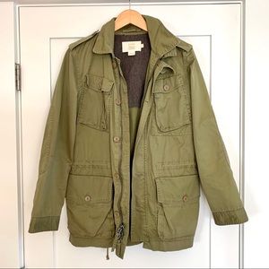 J CREW Classic Twill Chino Green Hooded Jacket